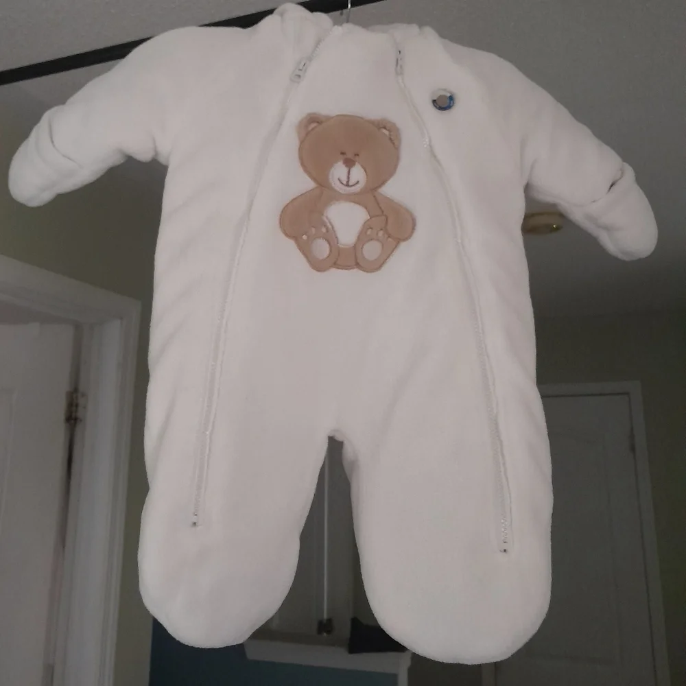 Cozy White Bear Kids One Piece Snowsuit 2for1 - Picture 1 of 8